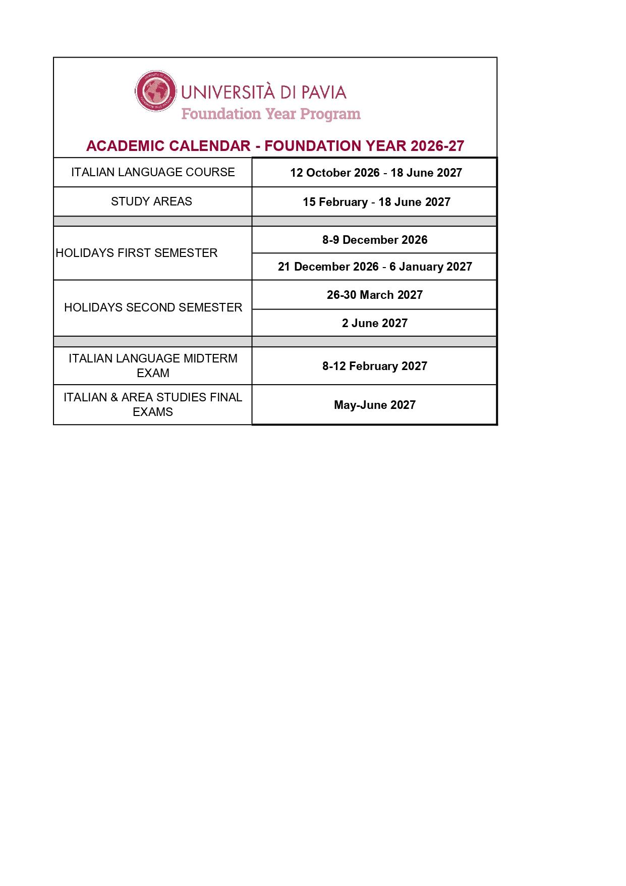 Foundation 2027/2028